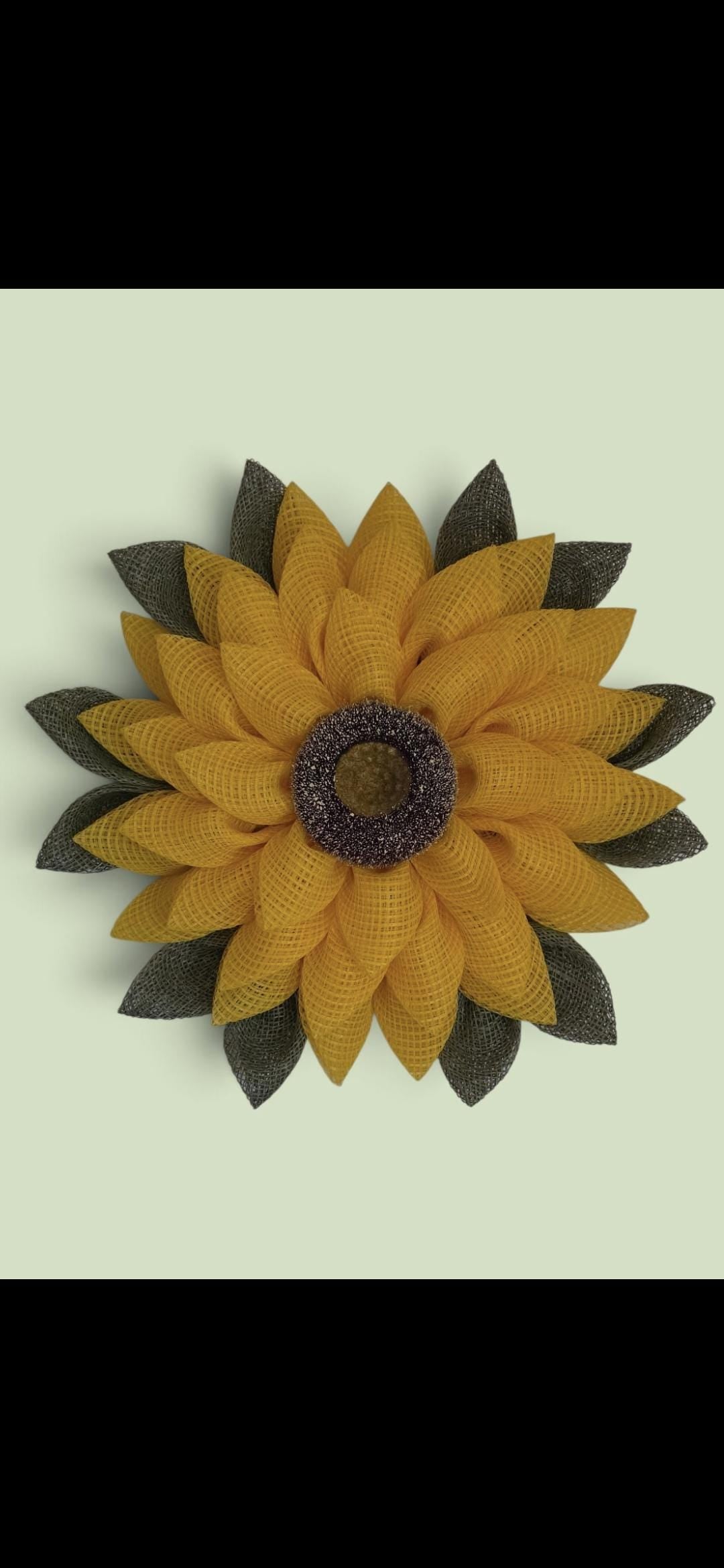 Sunflower Wreath | Rustic Farmhouse Door Decor, Decomesh Petal Wreath