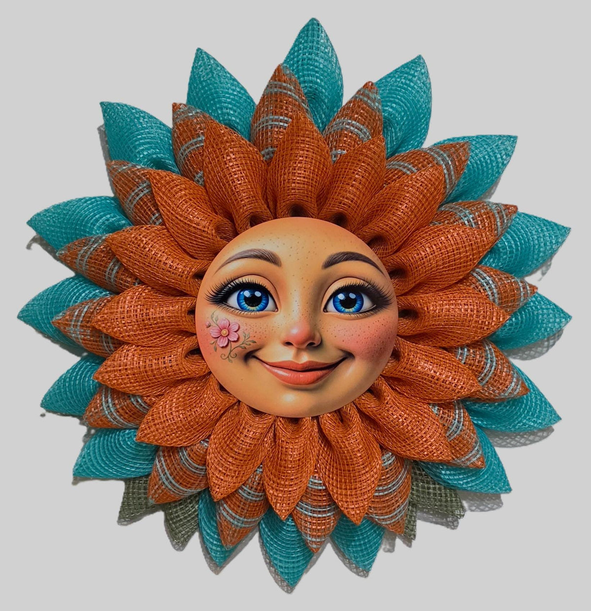 Handmade Sunflower Wreath ā 22 Inch Farmhouse Front Door Decor, Smiling Sunflower