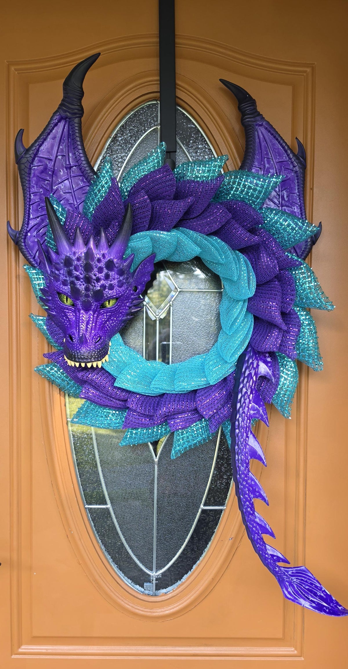 Handmade Purple Sea Dragon Wreath β Coastal Fantasy Wall Art, Mermaid Decor, Front Door Decor