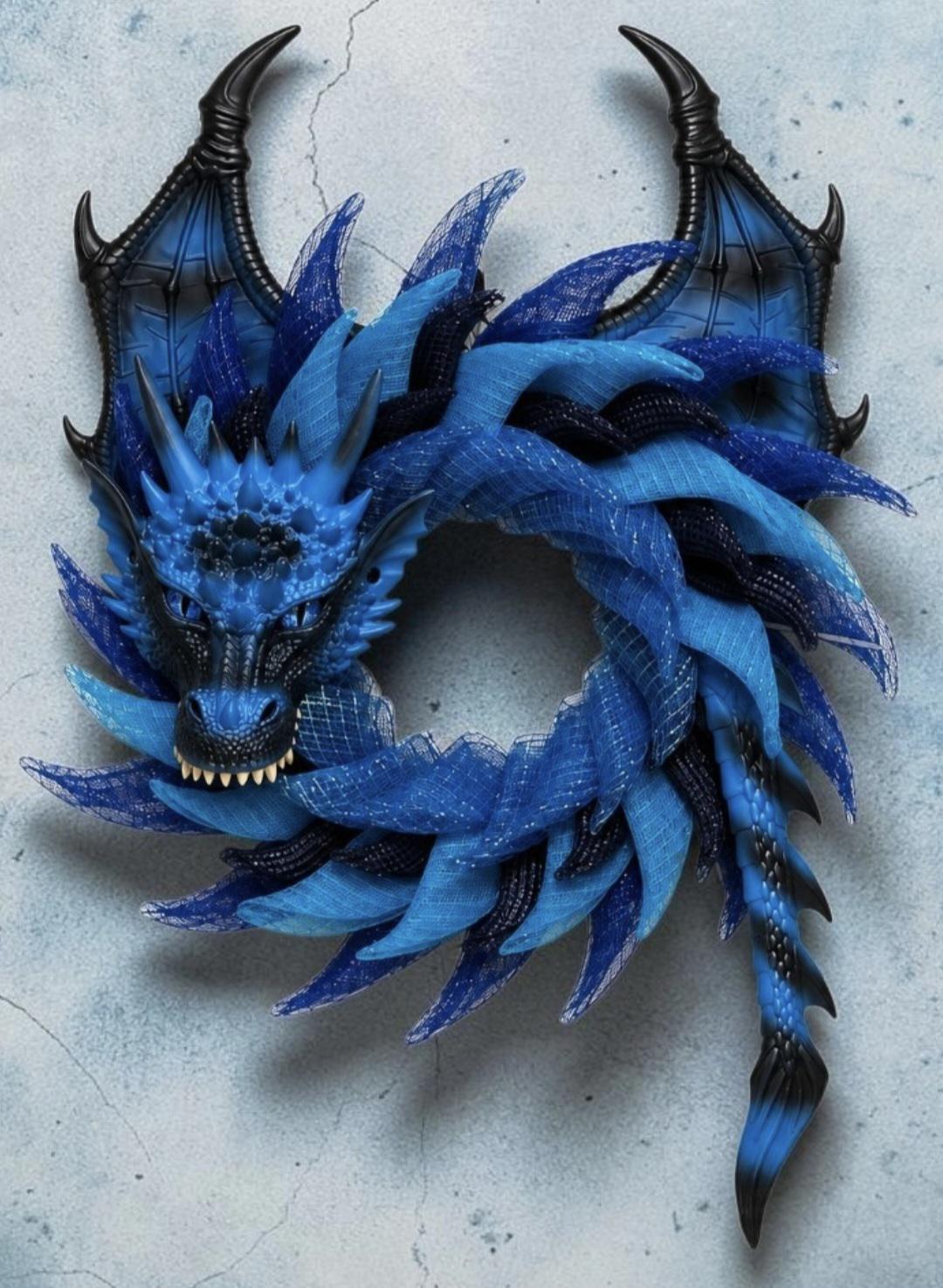 Handmade Blue Sea Dragon Wreath ā Chesapeake Bay Fantasy Wall Art, Coastal Decor, Front Door Decor