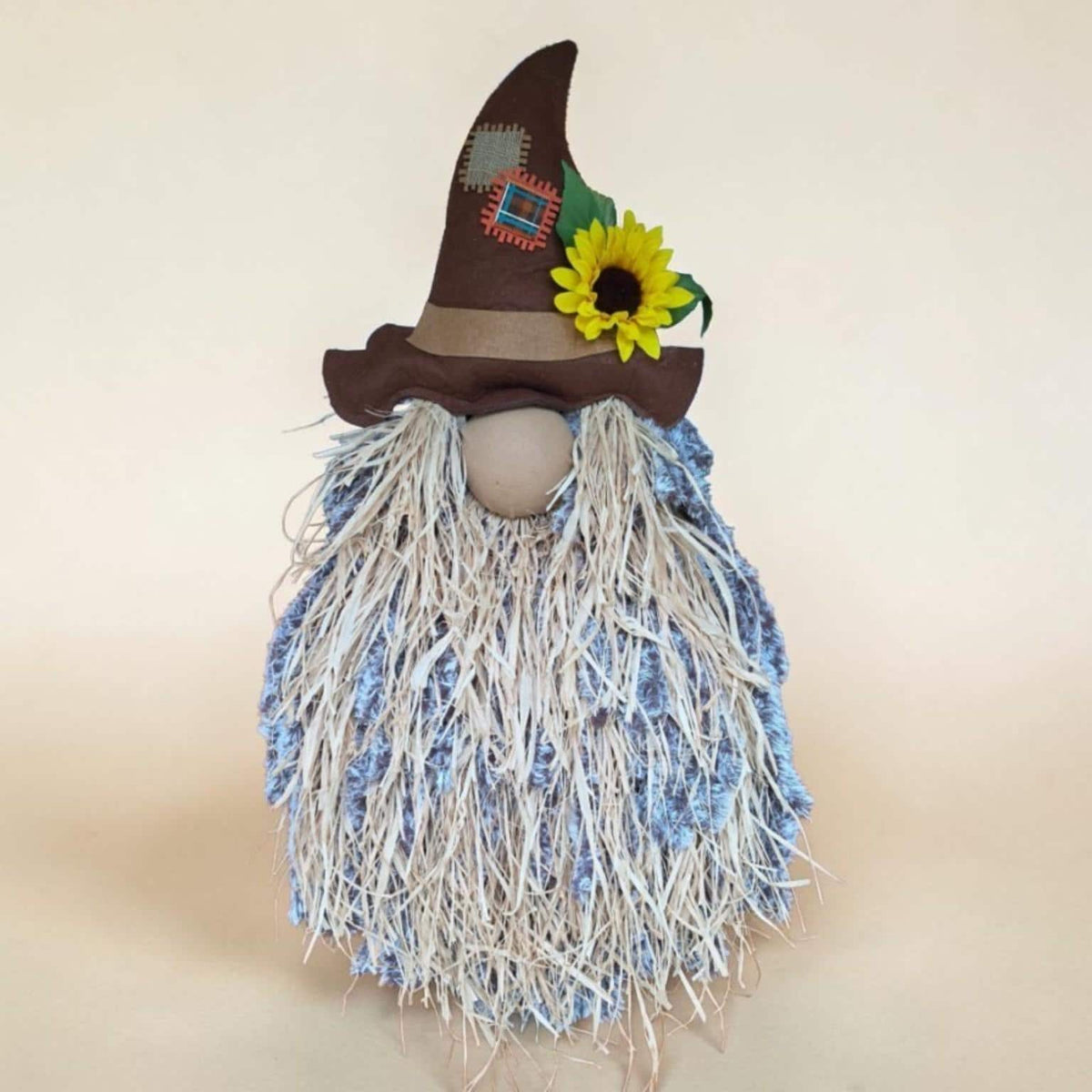Handmade Fall Scarecrow Gnome Door Hanger, Rustic Brown Hat Sunflower, Country Farmhouse Decor