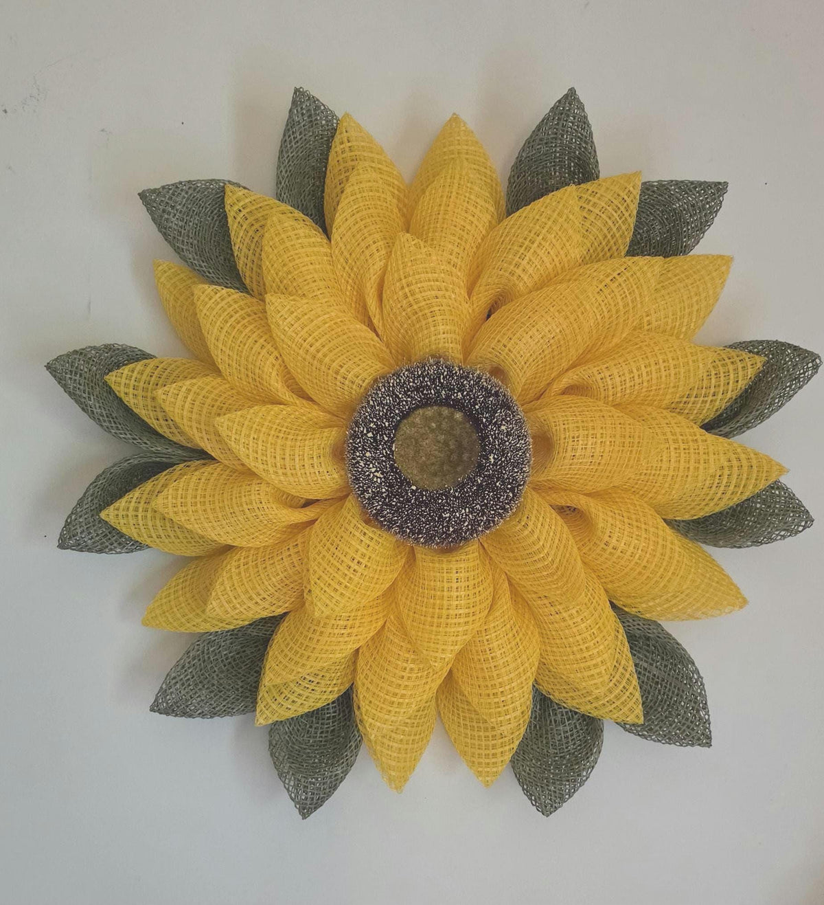 Sunflower Wreath | Rustic Farmhouse Door Decor, Decomesh Petal Wreath