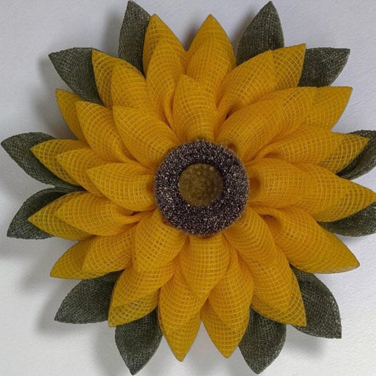 Sunflower Wreath | Rustic Farmhouse Door Decor, Decomesh Petal Wreath