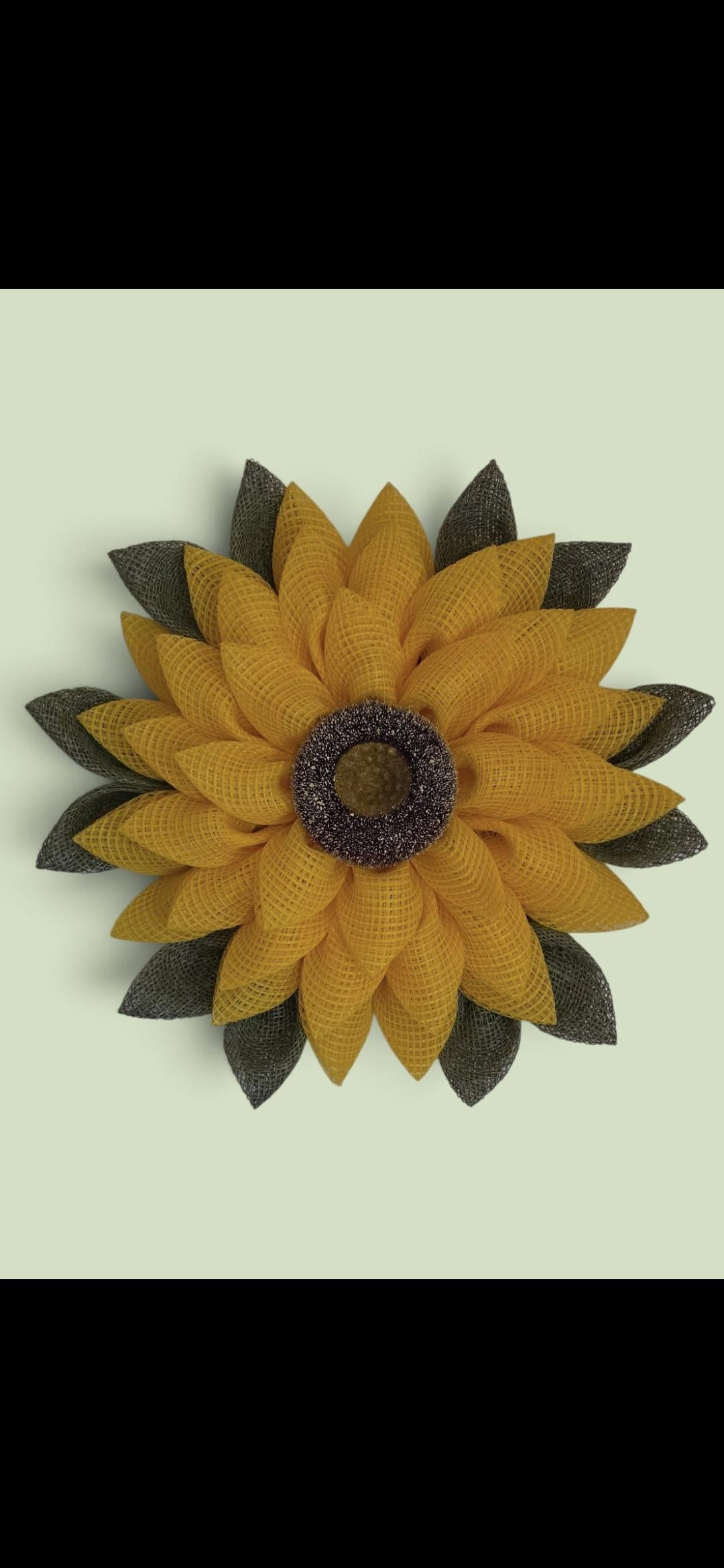 Sunflower Wreath | Rustic Farmhouse Door Decor, Decomesh Petal Wreath