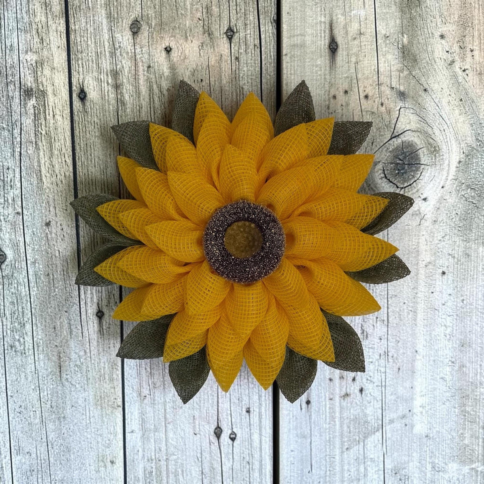 Sunflower Wreath | Rustic Farmhouse Door Decor, Decomesh Petal Wreath