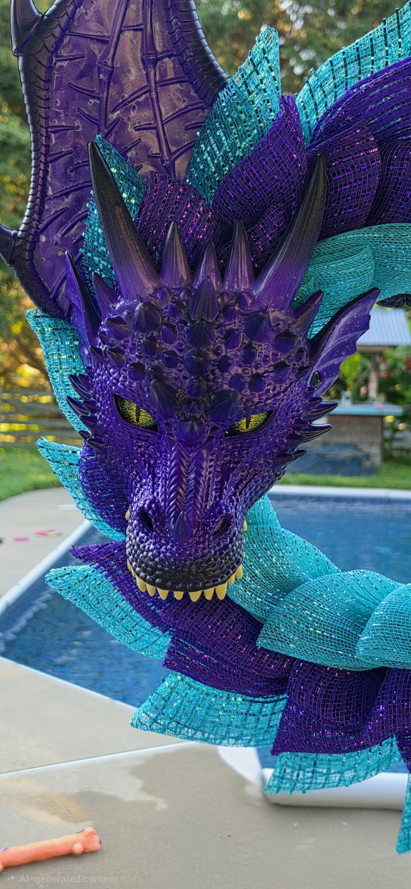 Handmade Purple Sea Dragon Wreath, Teal Aqua Coastal Fantasy Door Decor