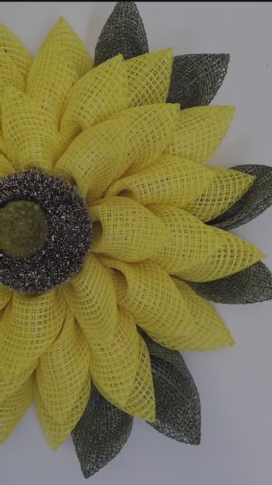 Sunflower Wreath | Rustic Farmhouse Door Decor,  Decomesh Petal Wreath