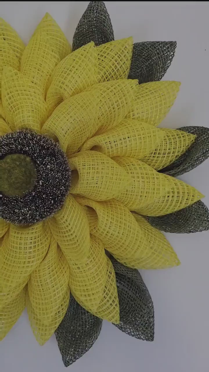 Sunflower Wreath | Rustic Farmhouse Door Decor,  Decomesh Petal Wreath
